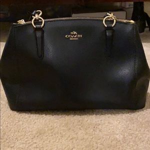 Black leather coach purse